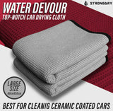 PCC Waffle Weave Top-Notch Car Drying Towel, 100x70cm, Grey