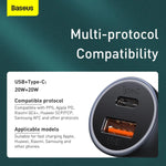 Baseus Golden Contactor Pro Fast Car Charger USB Type C / USB 40W Power Delivery 3.0 Quick Charge 4 - Planet Car Care