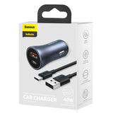 Baseus Golden Contactor Pro Fast Car Charger USB Type C / USB 40W Power Delivery 3.0 Quick Charge 4 - Planet Car Care