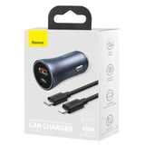 Baseus Golden Contactor Pro Fast Car Charger USB Type C / USB 40W Power Delivery 3.0 Quick Charge 4 - Planet Car Care