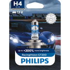Philips H4 RacingVision GT200 Halogen Headlight Bulb 60/55W 12V | Up to 200% Brighter | 3600K