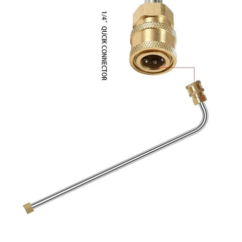 PCC D54 Pressure Washer Spray Wand Extension – 16" SS304 with 90° Bend, 5000 PSI, QC Adapter