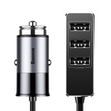 Baseus Enjoy Together Car Charger With Extension 4x USB 5.5A Grey (CCTON-0G) - Planet Car Care