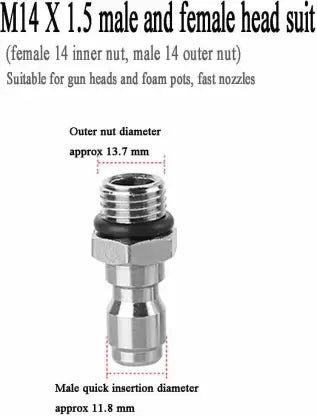 PCC D04 1/4" Stainless Steel QC Male Plug – 14mm Thread