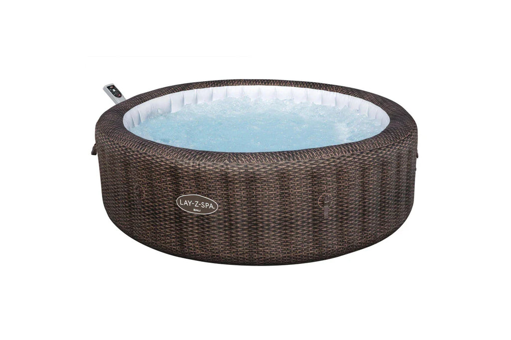 Bestway Lay-Z-Spa Bali MaxHold EnergySense UltraFit Smart AirJet 7 Brown Rattan Round Inflatable Spa - 6001P 85"x28"/2.16mx71cm
