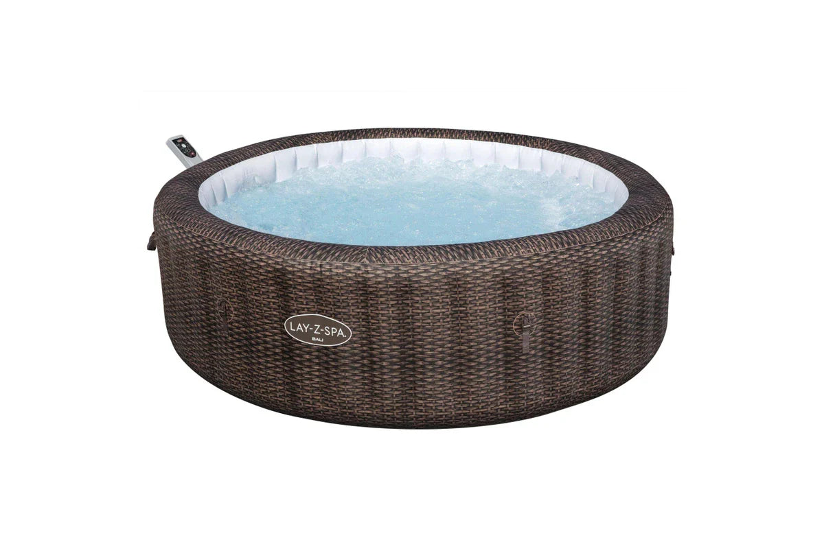 Bestway Lay-Z-Spa Bali MaxHold EnergySense UltraFit Smart AirJet 7 Brown Rattan Round Inflatable Spa - 6001P 85"x28"/2.16mx71cm