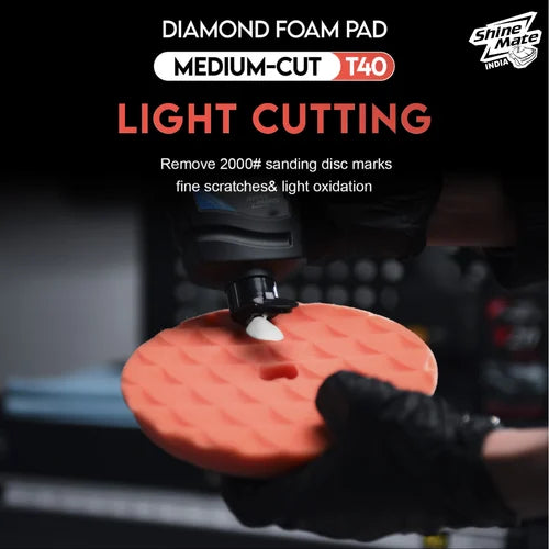 ShineMate T40 Orange Medium-Soft Foam Pad, Diamond, 5/6"