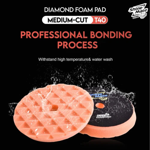 ShineMate T40 Orange Medium-Soft Foam Pad, Diamond, 5/6"