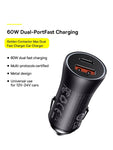 Baseus Golden Contactor Max Fast Car Charger USB + USB Type C 60 W Quick Charge Dark Grey (CGJM000113)