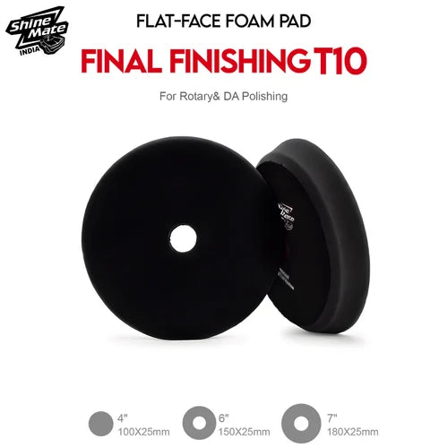 ShineMate T10 Black Ultra-Soft Finishing Foam Pad, Flat, 6/7"