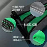 PCC Dual Sided Microfiber 800gsm, 60x40cm, Green & Grey - Planet Car Care