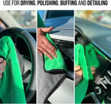 PCC Dual Sided Microfiber 800gsm, 60x40cm, Green & Grey - Planet Car Care