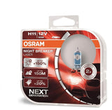 OSRAM Night Breaker Laser H11 12V 55W 150% Brighter Halogen Headlight Bulb Pair