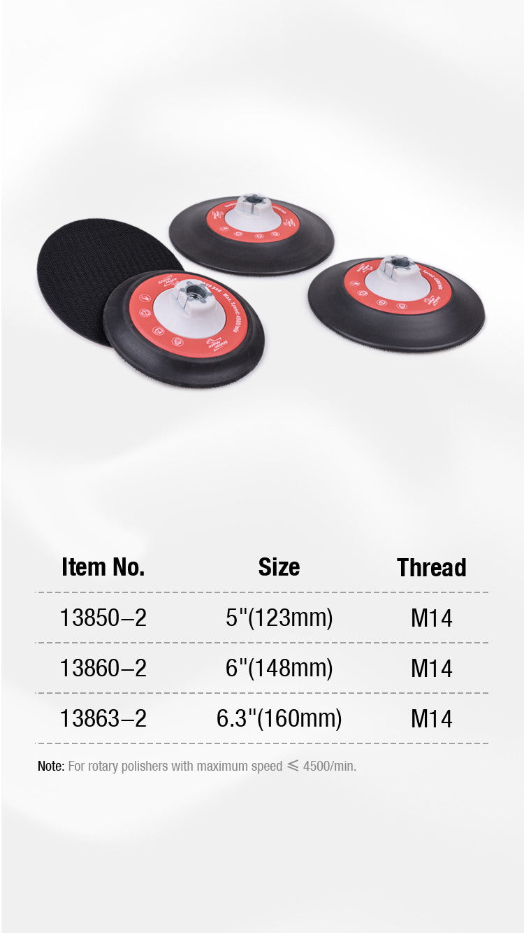 Shinemate Flexi Edge Rotary Backing Plate M14, 6" Red & Black