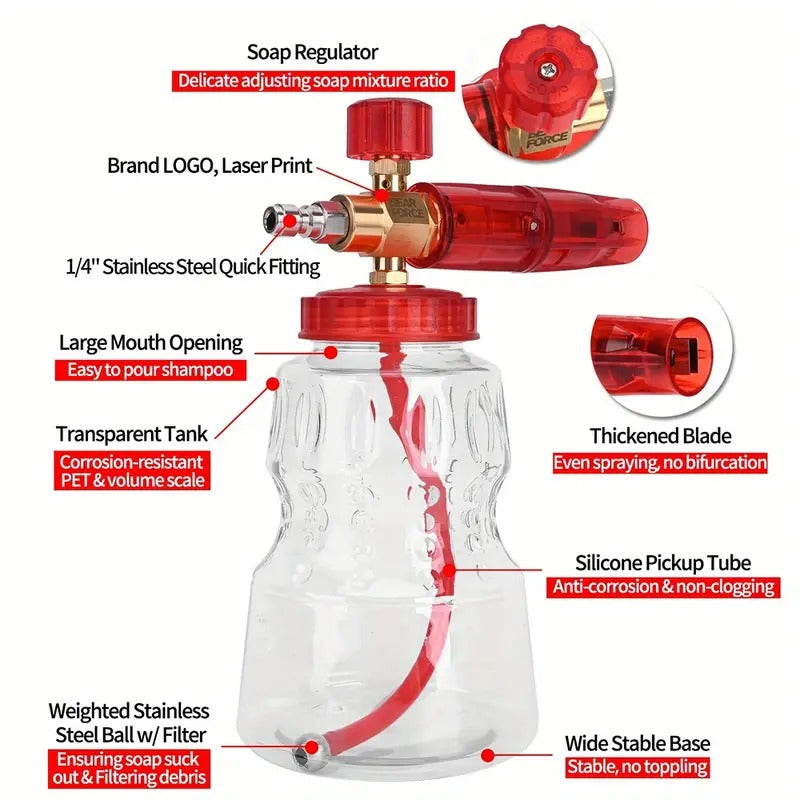 Bear Force Brass Foam Cannon 1L Inlet - 1/4" Quick Connect