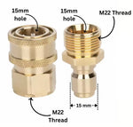 PCC D73 QRC Brass Quick Connect Adapter Set – M22/15 (Male & Female)