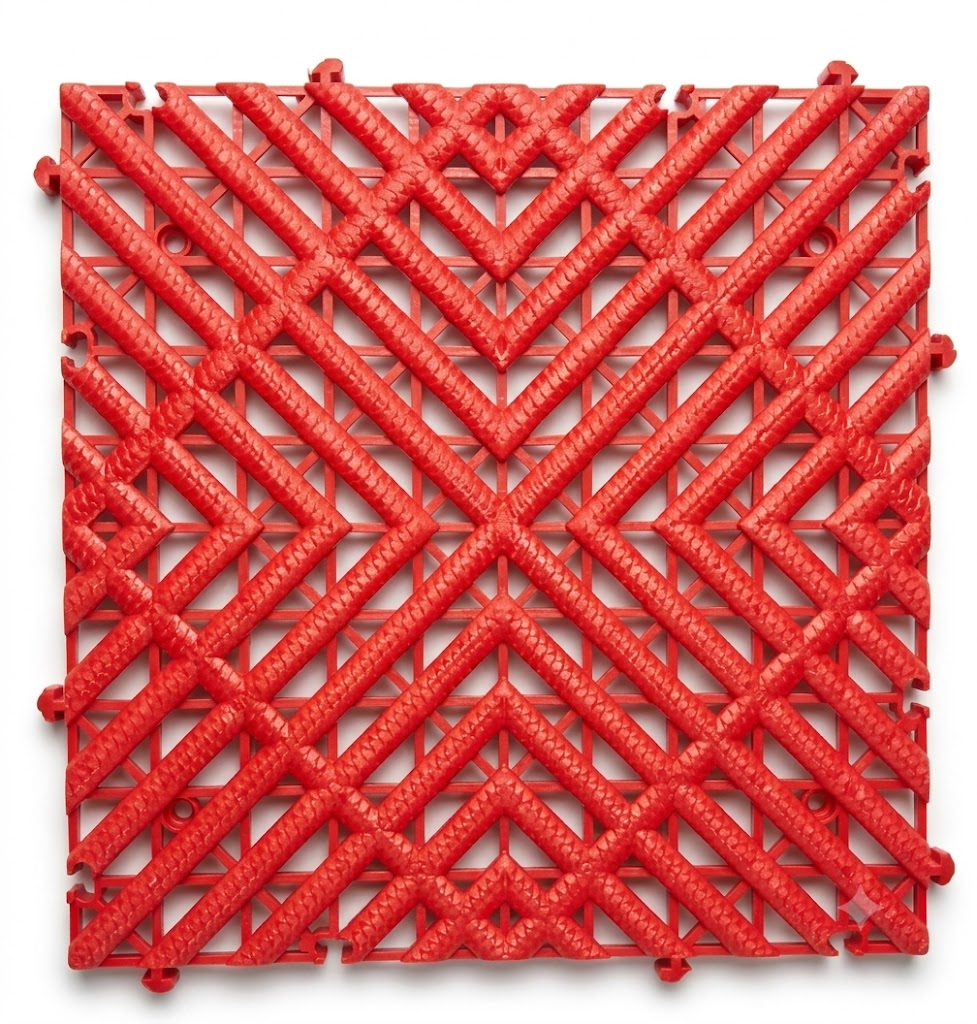 PCC Car Wash Floor Mat Tile, 40x40cm (1.72 sq. ft), Thickness 30mm, Type1 (4Way)