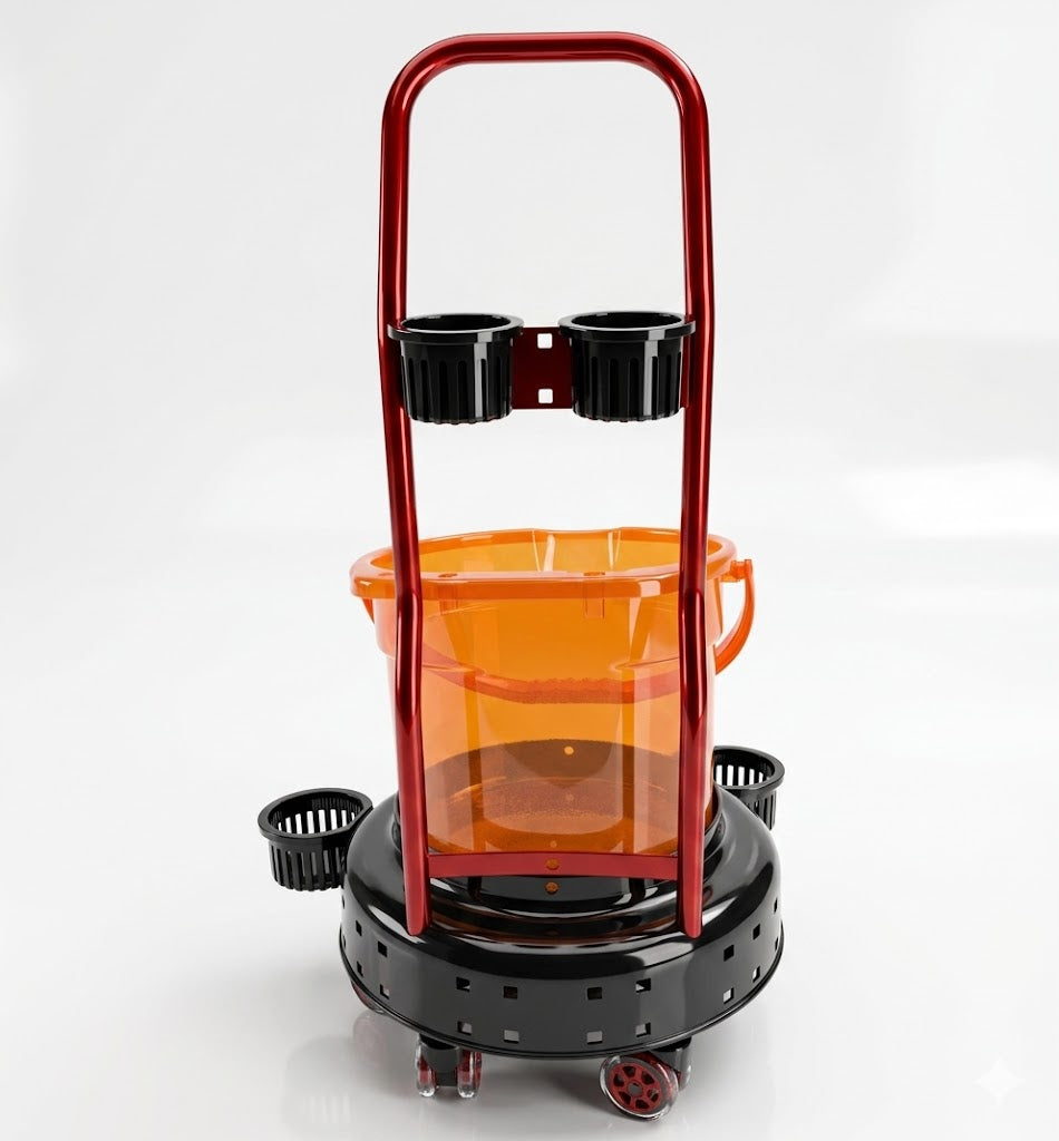 PCC Car Wash Bucket Trolley Kit with Handle, Grit Guard & Bottle Holders, Type3