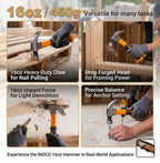 INGCO HCH81016 Heavy Duty Claw Hammer – Comfortable Non-Slip Handle 16oz/480g