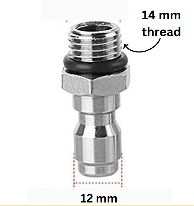 PCC D27 Brass QC Plug – 14mm Male Thread Quick Connect Adapter for Foam Cannon