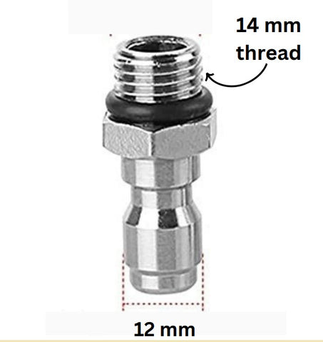 PCC D27 Brass QC Plug – 14mm Male Thread Quick Connect Adapter for Foam Cannon