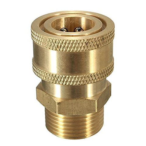 PCC 3/8 Brass Quick Release Adapter Connect to M22/15 Metric for Pressure Washer Hose