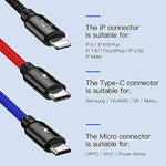 Baseus 3-in-1 USB Cable iphone/Micro USB/Type-C with Nylon Braid 3.5A, 30cm