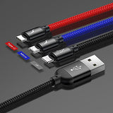 Baseus 3-in-1 USB Cable iphone/Micro USB/Type-C with Nylon Braid 3.5A, 30cm - Planet Car Care