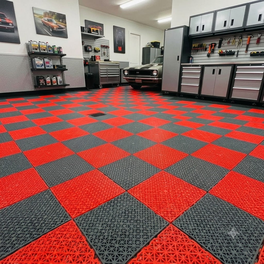 PCC Vented Garage Floor Tiles – 30×30cm, 16mm PP Interlocking Tiles