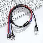 Baseus 3-in-1 USB Cable iphone/Micro USB/Type-C with Nylon Braid 3.5A, 30cm - Planet Car Care
