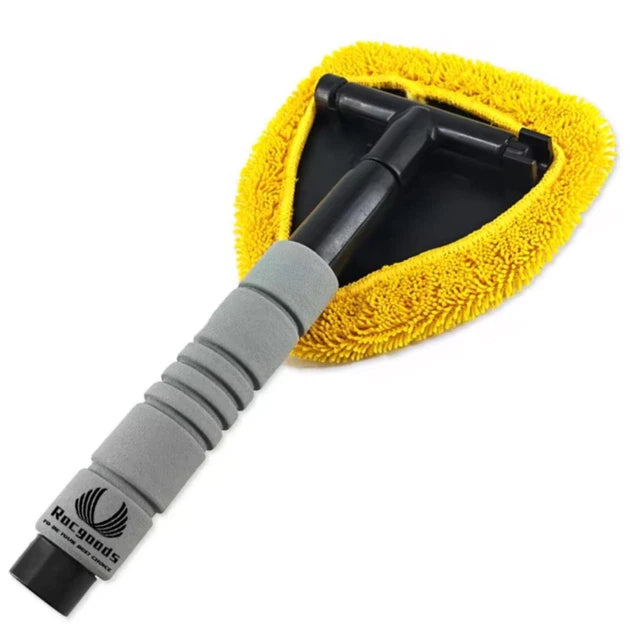 PCC Microfiber Car Windshield Cleaning Tool – Triangular Glass Wand with Foam Grip