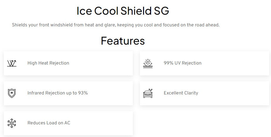 Garware ICE Cool Shield SG82 – Sun Control Window Film For Front Windshield (1N), TSER 35%