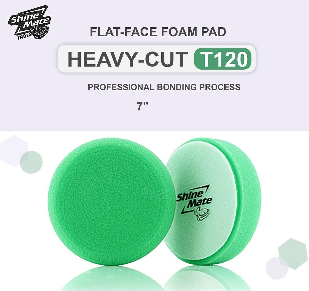 ShineMate T120 Rotary Green Heavy-Cut Foam Pad, Flat, 7" - Planet Car Care