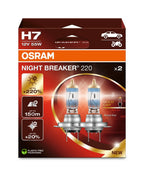 OSRAM H7 Night Breaker Laser 200 Headlight Bulb, 55W, Pair 