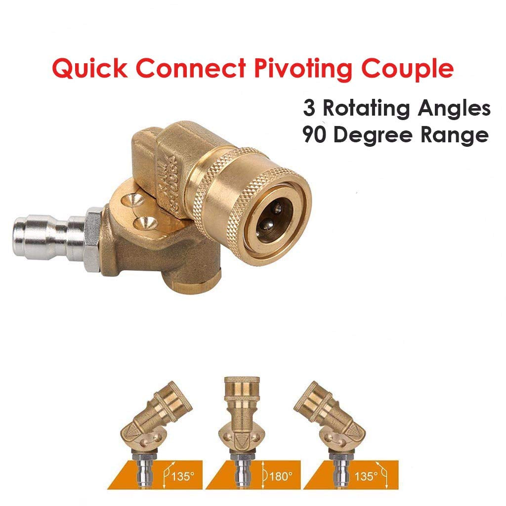PCC D47 Quick Connect Pivoting Coupler – 3 Rotating Angles, 90° Range, 1/4" Quick Connect