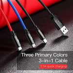 Baseus 3-in-1 USB Cable iphone/Micro USB/Type-C with Nylon Braid 3.5A, 30cm - Planet Car Care