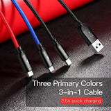 Baseus 3-in-1 USB Cable iphone/Micro USB/Type-C with Nylon Braid 3.5A, 30cm - Planet Car Care