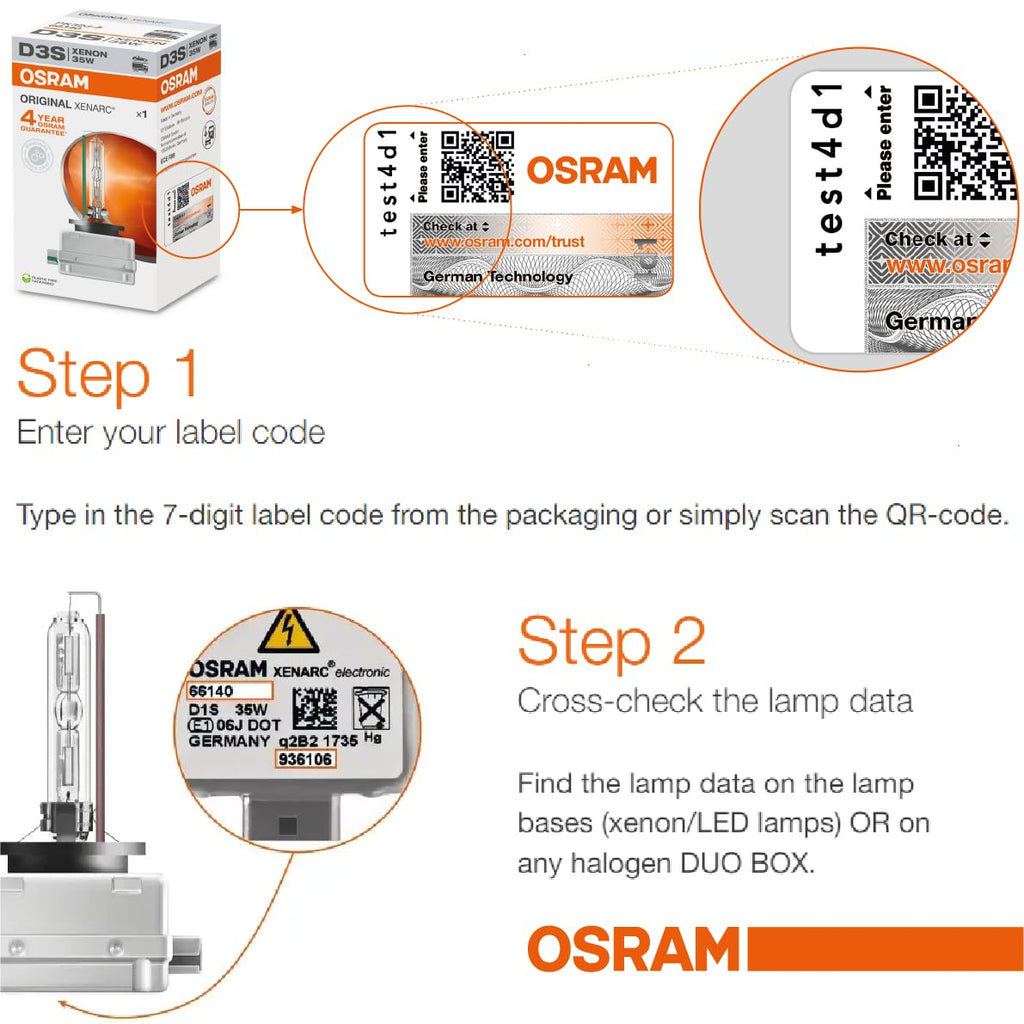 Osram 66340 Xenarc 35W D3S PK32D-5 4600K HID Xenon Light Bulb