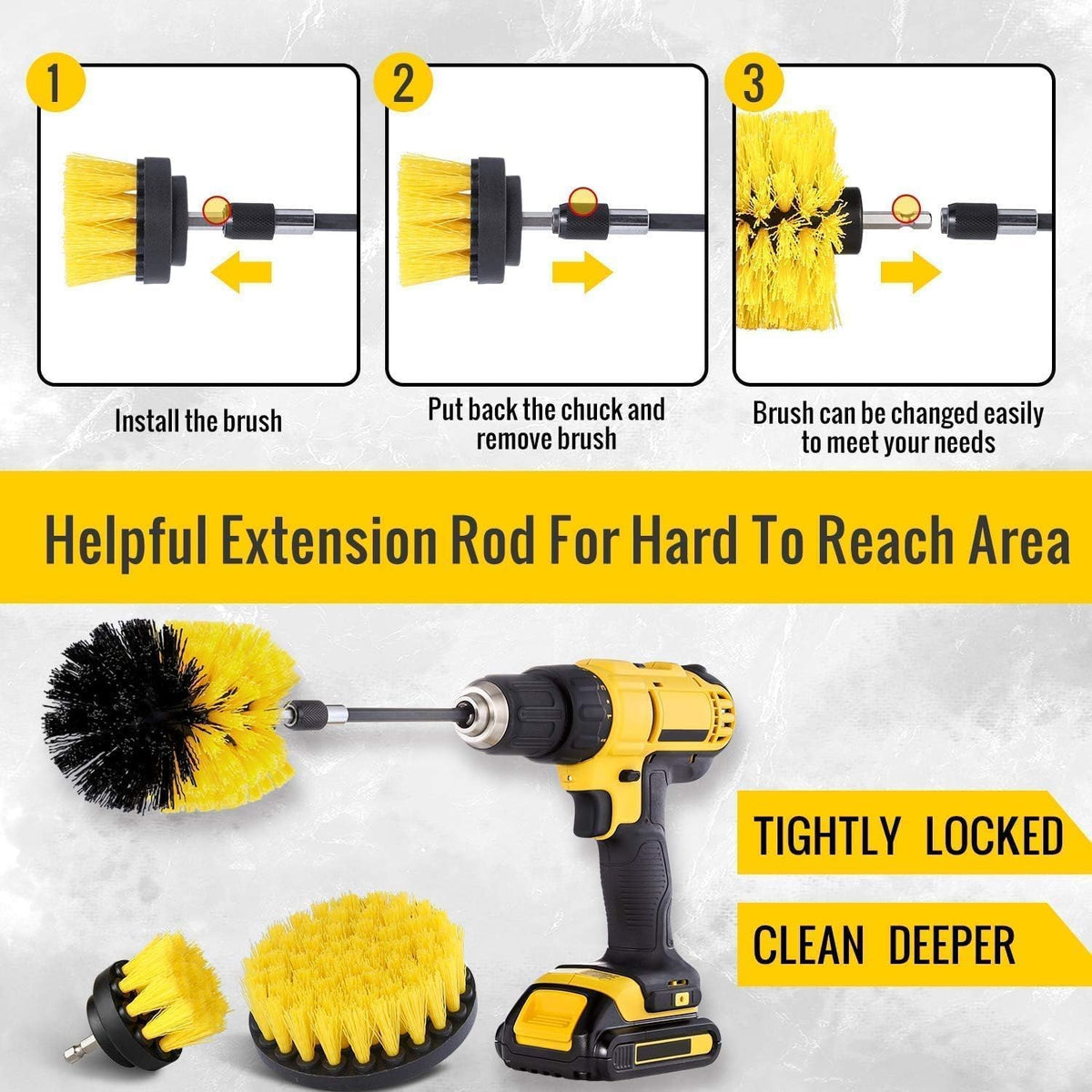 PCC Drill Type Cleaning Brush, Set Of 4