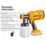INGCO CSGLI2001 Cordless Li-Ion Spray Gun 20V - Battery & Charger Not Included - Planet Car Care