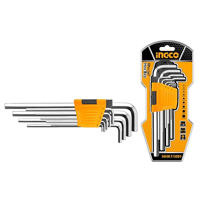INGCO HHK11091 - 9 Pcs Long Arm Hex Key Set (1.5–10mm)