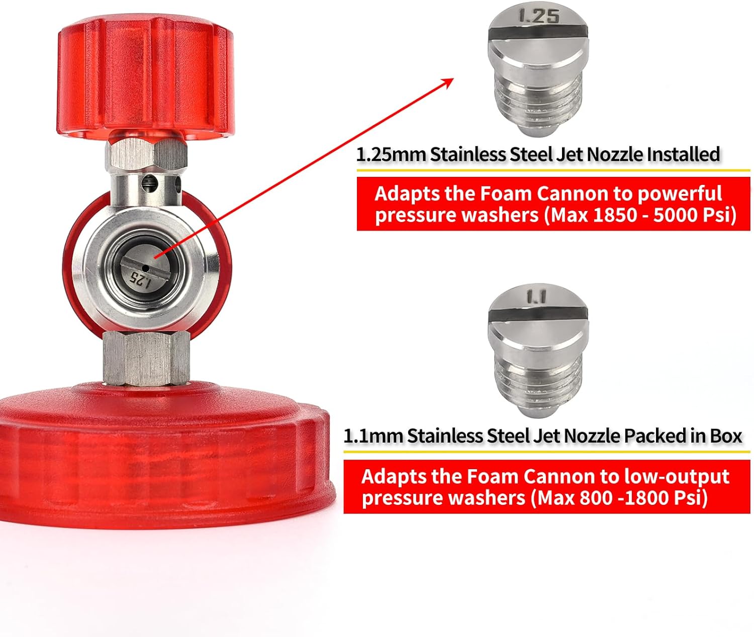 Bear Force Stainless Steel Foam Cannon Inlet - 1/4 Plug