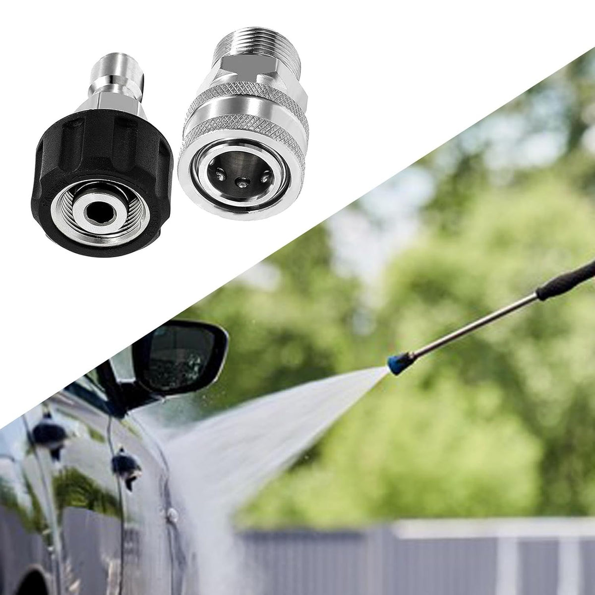 PCC D201 M22/14 to 3/8" SS Quick Connect Adapter Set for Pressure Washer Hose