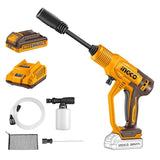 INGCO CPWLI20362 Cordless Li-Ion Car Pressure Washer 20V, 25bar -with Battery & Charger