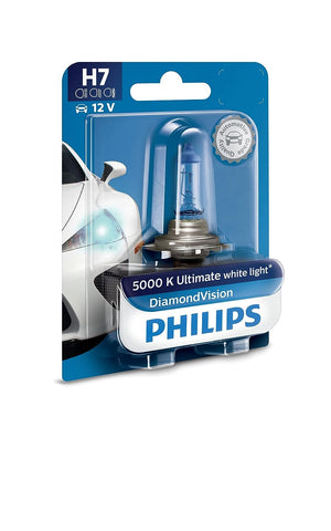 PHILIPS H7 Diamond Vision Headlight Bulb, 55W, 5000K