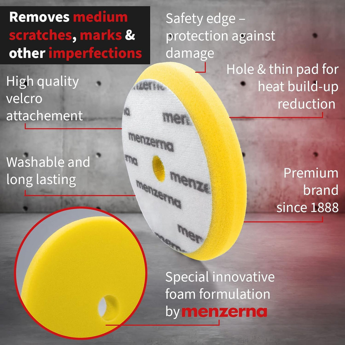 Menzerna Premium Medium Cut Foam Pad, 5/6"
