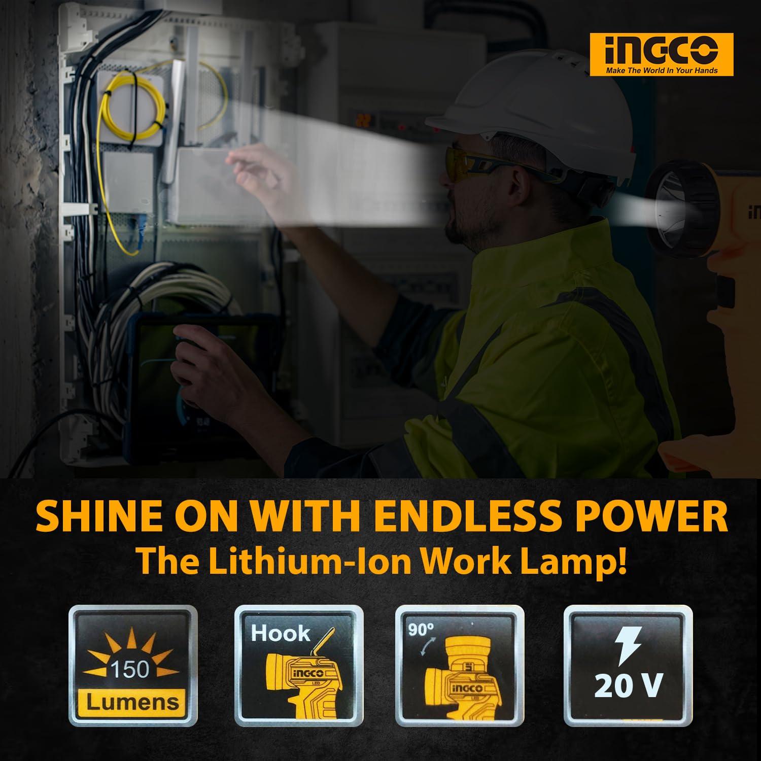 INGCO CIWLI2023 Cordless Li-Ion Work Lamp 20V - Battery & Charger Not Included - Planet Car Care