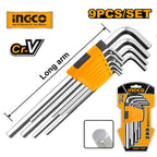 INGCO HHK11091 - 9 Pcs Long Arm Hex Key Set (1.5–10mm)