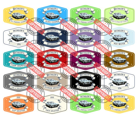 PCC Complete Laminated Spray Bottle Vinyl Sticker Kit – Set of 40 (2x Each)