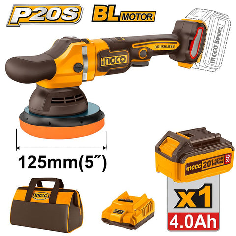 INGCO APLI20151 Cordless Li-Ion DA Polisher 20V with Battery & Charger